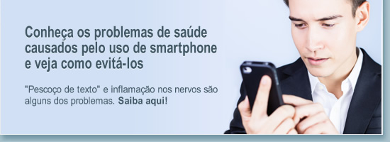 Banner da notícia principal sobre problemas de saúde causados pelo uso de smartphone