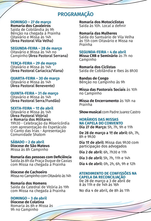 Programação Festa da Penha Programação Festa da Penha